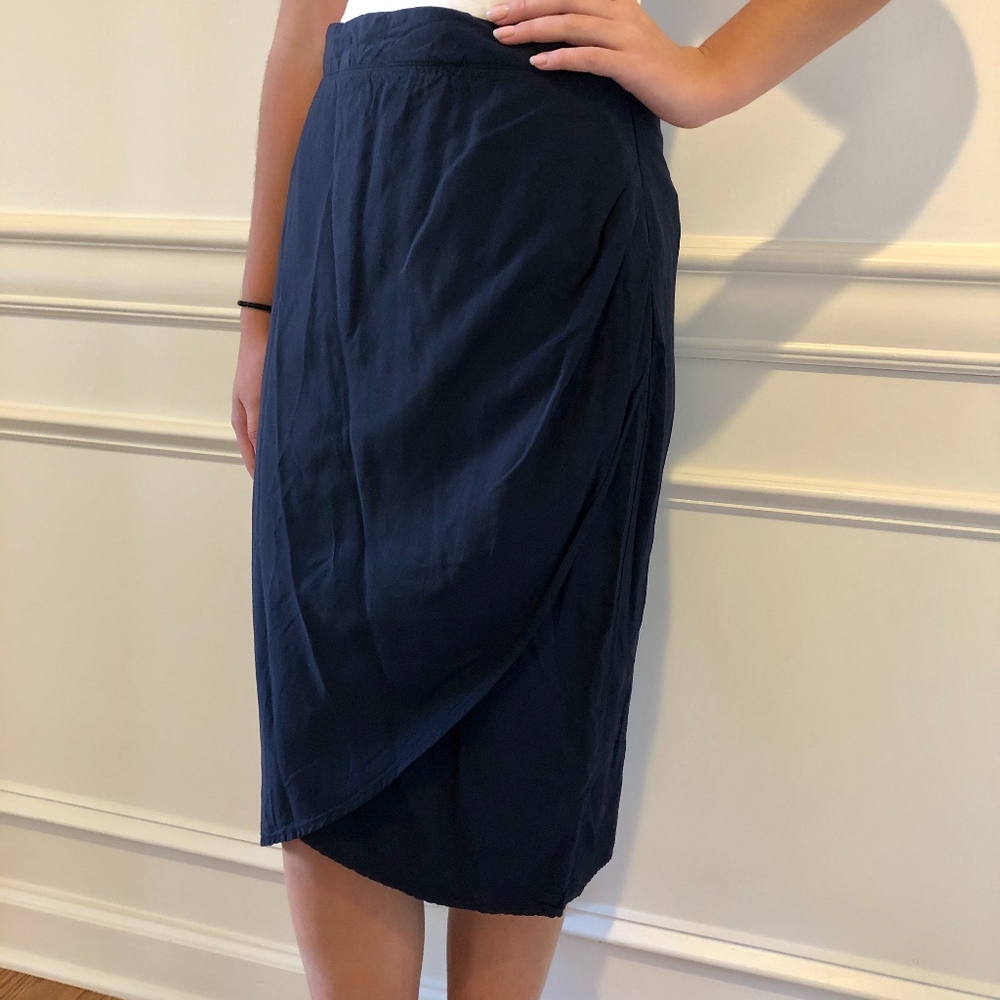 Banana Republic Navy Wrap Effect Skirt
